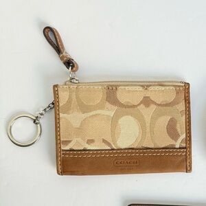 Coach Beige and Brown Signature Keychain Wallet